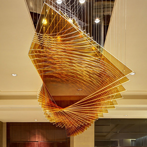 Custom Hanging Banquet Hall Lighting Villa Retest Building <b>Living</b> <b>Room</b> Large <b>Chandeliers</b> Pendant Lights for Project Hotel Lobby - Product Image 5