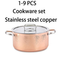 Ensembles de casseroles de cuisine en acier inoxydable antiadhésif pour gaz et induction avec couvercles en verre