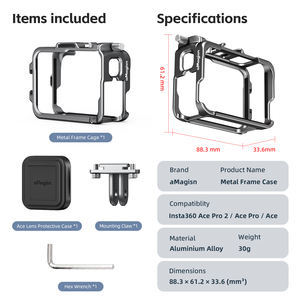Insta360 AcePro2/AcePro용 AMagisn 메탈 보호 프레임 케이스, 알루미늄 합금 하우징 프레임 액세서리 - Product Image 6
