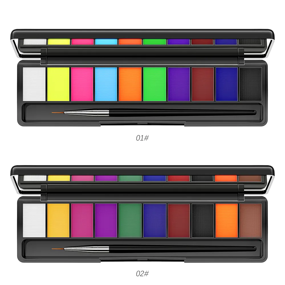 Оптовая продажа, набор для рисования лица, профессиональные принадлежности, палитра для рисования на Хэллоуин с активацией водой для детей