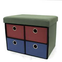 HStex Maßgefertigte Fabrik Großhandel Günstige Hocker Sofa-Set Kunstleinen Faltbarer Aufbewahrungs-Ottoman mit Schubladen