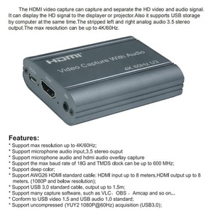 4K 60fps HDMI Video Capture Card HD 4K @ 60Hz 1080P HDMI Để USB3.0 USB 3.0 Dòng Sống Video Capture Card Ghi Âm Với Âm Thanh - Product Image 5