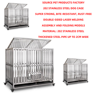 202/304 paslanmaz çelik ağır Metal köpek kafesi lüks kalın kalınlaşmış tepsi kafes plastik tepsi ile Modern tarzı kutu ambalaj - Product Image 4