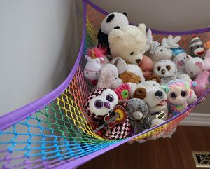 Mingxing cầu vồng x-lớn đồ chơi lưu trữ võng rắn tổ chức Thú nhồi bông <span class=keywords><strong>Net</strong></span> cho phòng chơi phòng ngủ phù hợp với 30-40 plushies - Product Image 3