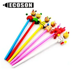 Pencil Erasable FREE SAMPLE Promotional Custom Pencil With Cute Cartoon Printing 3D Doll Rubber Animal Pencil Toppers Eraser For School Children