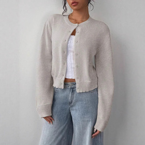 Nouvelle Collection 2026 : <span class=keywords><strong>Cardigan</strong></span> Décontracté <span class=keywords><strong>Femme</strong></span> de Haute Qualité – Pull Tricoté Ample à Manches Longues et Couleur Unie, Coupe Courte - Product Image 3