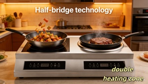 Table de cuisson à induction double brûleur plat + concave, double plaque de cuisson commerciale 5000W AM-CD207, haute puissance, offre une chaleur intense pour - Product Image 6