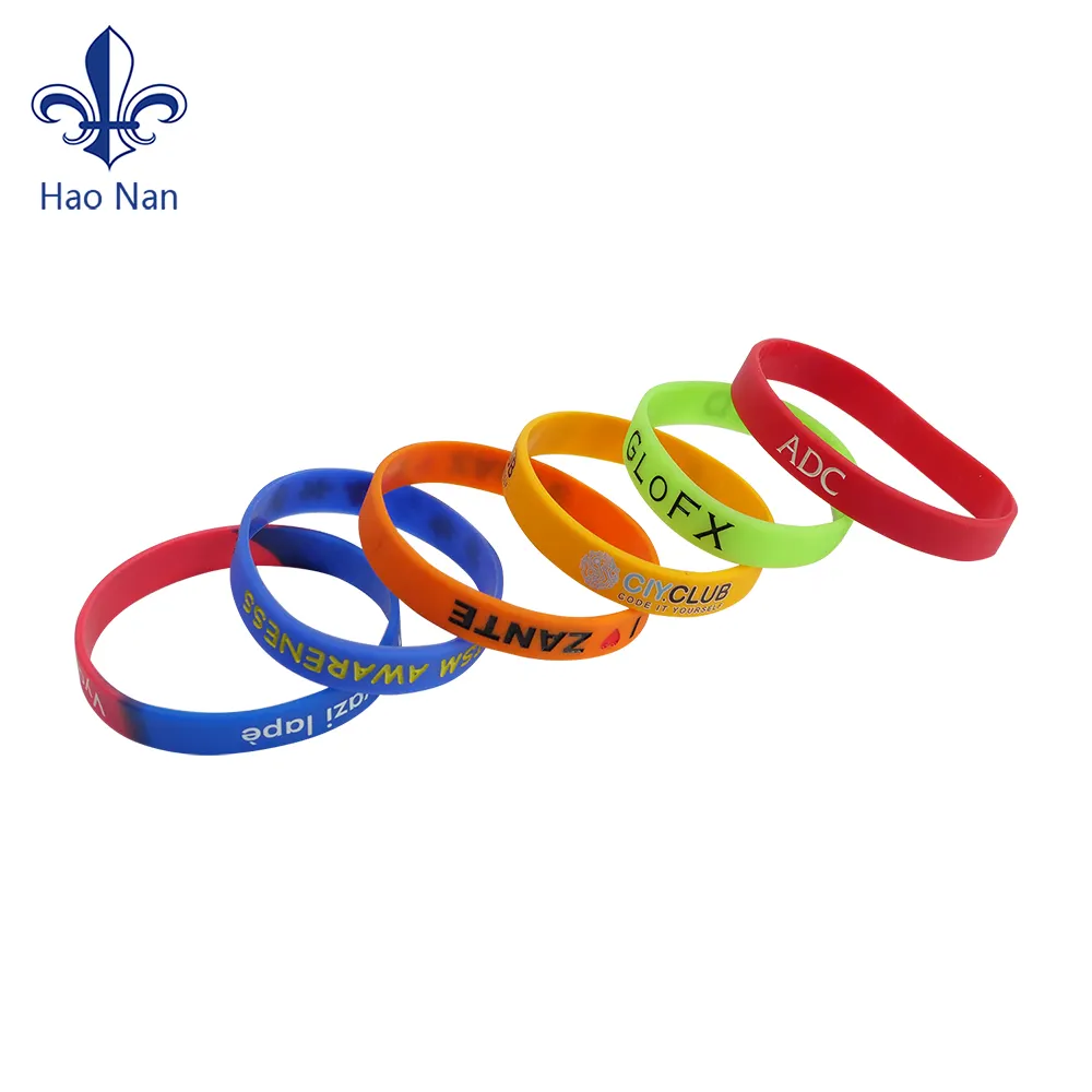 Promotional Debossed Color Filled Soft Rubber Silicone Wrist Band With Custom Logo