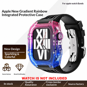 Nouvelle arrivée Upro, boîtier de montre arc-en-ciel, boucle en acier inoxydable, bracelet en fluororubber respirant, montre 49 mm 44/45 mm pour Apple Watch - Product Image 4