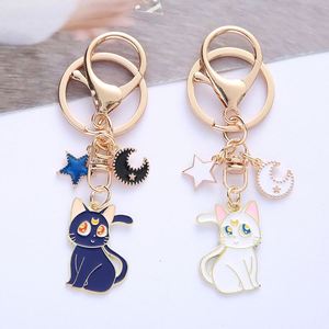 Wholesale Cute Cat Keychain for Women - Alloy Five-Pointed <b>Star</b> & Moon Charm, Fashion Bag Hanger Decor, Bulk Kawaii Gift - Product Image 1