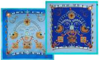 Écharpe carrée en soie de mûrier épaissie 19 Momme, imprimé numérique bleu, style romantique français, châle pour femme, foulard toutes saisons