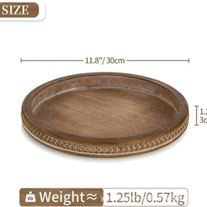 Wooden Decorative <b>Tray</b> With Scented Candle Holder Round Serving Plate For Fruits <b>Snacks</b> Cakes Home Dcor - Product Image 4
