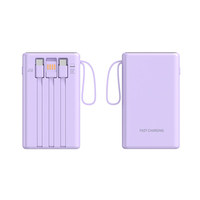 Batterie externe 2027 OEM/ODM à couleur dégradée 10000 mAh, portable, charge rapide, câble intégré, avec affichage numérique