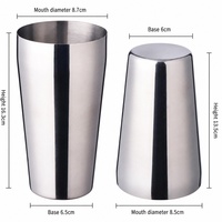 Ensemble de shakers Boston en acier inoxydable, outils de bar, kit de barman 9 pièces, shaker à cocktails, doseur, passoire, pince à glace, bar à domicile