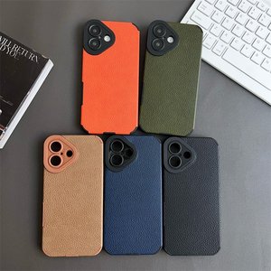 Custodia di lusso per lenti in pelle Litchi per <span class=keywords><strong>iPhone</strong></span> 16 15 14 13 12 11 Pro Max <span class=keywords><strong>XR</strong></span> X Max 8 7 Plus SE <span class=keywords><strong>Cover</strong></span> in TPU morbido opaco - Product Image 1