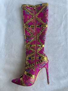 יצרן מותאם אישית 2026 הגברת יוקרה העקב גבוה rhinestone נשים מגפי אבני חן ססגוניות מגפי אבני חן - Product Image 4