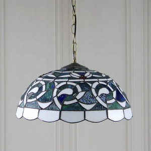 LongHuiJing Tiffany Style Hanging Ceiling Lamp Fixture Blue Stained Glass Lampshade 16Inch Wide - Product Image 6