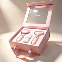 Boîte à outils de beauté GOTOP avec fenêtre transparente et couvercle rabattable, finition mate et poignée en ruban satiné pour les soins de la peau