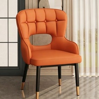 Fauteuil ergonomique moderne avec dossier creux et rembourré, chaise de salle à manger à dossier haut pour hôtel, villa, maison d'hôtes et restaurant