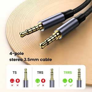 Câble Jack Stéréo Blindé TRRS 4 Pôles Tressé 3,5 mm Mâle AUX pour iPad, Téléphones Samsung, Casques, Tablettes, Voitures et Stéréos Domestiques - Product Image 2