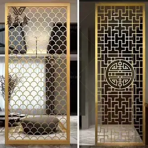 Telas e divisórias de alumínio dourado para decoração de interiores, telas de metal artísticas para tema de escritório, design luxuoso novo