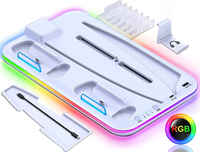 Manette de jeu avec éclairage RGB, joystick multifonctionnel, support de refroidissement, station de charge DC5V 800mah pour PS5