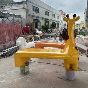 Chaise de loisirs créative d'extérieur, sculpture d'art paysagère pour centre commercial et parc, tabouret carré de dessin animé, dossier personnalisé au design vert - Product Image 3
