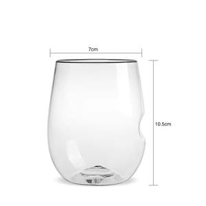 Verre à vin sans pied de forme spéciale transparent de 12 oz, avec indentations pour les doigts, coupe à dessert, incassable, recyclable, style classique américain - Product Image 4