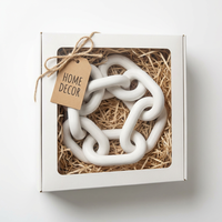 Chaîne décorative en bois blanc style ferme moderne - 3 maillons sculptés à la main pour table basse et décoration d'étagère