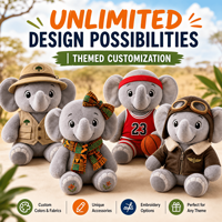 OEM ODM Peluche de Elefante Africano, Mascota de Peluche, Venta al por Mayor de Animales de Peluche, Merchandising de Marca, Juguete Suave Personalizado, Logotipo Personalizado