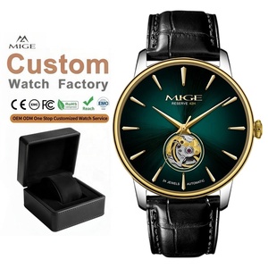 Reloj de Vestir Automático Minimalista Esqueleto de 41MM, Logotipo Personalizado OEM, Miyota 90S5, Relojes Delgados Mecánicos para Hombre, Cuero Genuino - Product Image 1