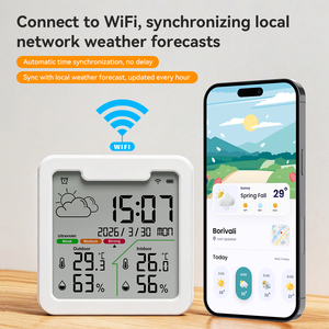Station météo intelligente connectée au Wi-Fi, thermomètre intérieur/extérieur, hygromètre avec moniteur UV, prévisions météorologiques, réveil - Product Image 2