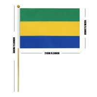 Vente en gros Offre Spéciale pays du monde 14*21cm drapeau agitant la main du Gabon avec tige en bois