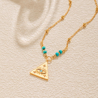 Bijoux fantaisie collier acier inoxydable Turquoise perles soleil Triangle étoile mauvais œil oeil qui voit tout pendentif colliers pour femmes