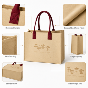 Sac fourre-tout en feutre avec logo personnalisé, réutilisable, structuré, pour les événements promotionnels, vente en gros - Product Image 2