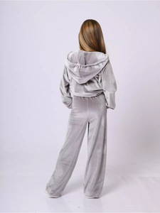 Conjunto de chándal de terciopelo para niñas al por mayor, 2 piezas, sudadera <span class=keywords><strong>con</strong></span> cremallera y pantalones de pierna ancha, ropa deportiva para niños de otoño/invierno, en stock - Product Image 6