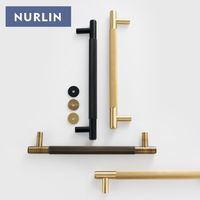 Poignée de porte en laiton Nurlin, double face, à molette, pour porte en bois, porte en verre, salle de douche, cuisine, appareil électroménager, or mat, noir, bronze