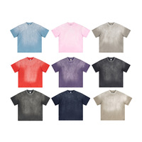Camiseta de Hombre 2026, Nueva Moda, 100% Algodón, Lavada y Desgastada, Color Sólido, Corte Ajustado, Casual, Transpirable, Degradado