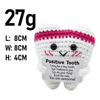 Poupée capsule tricotée artisanale au crochet, motif dents, énergie positive, cadeau de fêtes