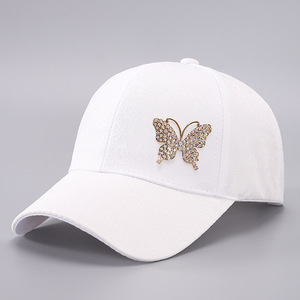 Venta al por mayor logotipo personalizado cristal diamante mariposas mujeres Primavera Verano deportes al aire libre sombrilla protector solar gorra de béisbol - Product Image 4