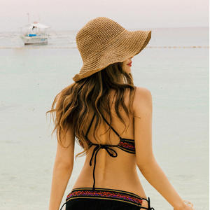 LOGOTIPO PERSONALIZADO Ala ancha Sun Designer Sol plegable Mujer Verano Hecho a mano Crochet Cubo Sombreros De <span class=keywords><strong>Paja</strong></span> Sombrero De <span class=keywords><strong>Paja</strong></span> para mujer - Product Image 5