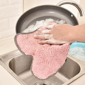Chiffon de cuisine en microfibre absorbant extra épais, rose, beige, vert haricot, rose chair, couleur unie, suspendable, sans peluches - Product Image 3