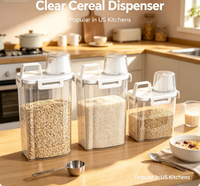 Organisateur de garde-manger, boîte de rangement pour aliments secs, récipient hermétique transparent pour céréales avec couvercle gradué pour riz, noix, pâtes, haricots