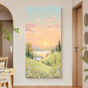 Peinture à l'huile peinte à la main, art paysager, 100% fait main, décoration murale moderne pour hall d'entrée, toile texturée sans cadre - Product Image 2