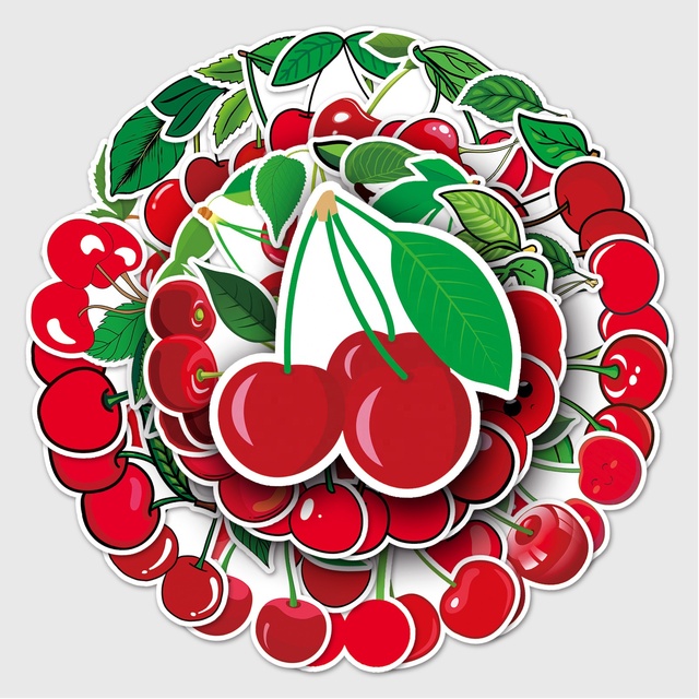 50 cherry graffiti personalized  cartoon fruit children's Guka DIY phone case luggage sticker waterproof