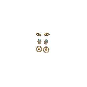 Fashion <b>Stud</b> <b>Earrings</b> 316L Stainless Steel PVD Gold Plating Sustainable Resistant Eye Hamsa Design - Product Image 1