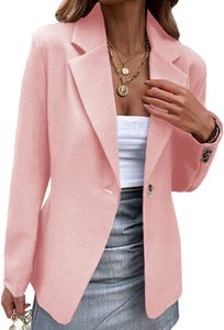 Damen Herbst Formeller <span class=keywords><strong>Blazer</strong></span> Langarm Übergröße Büro-Dame Einfarbiger Anzug Mantel Atmungsaktives Seidenfutter Canvas - Product Image 4