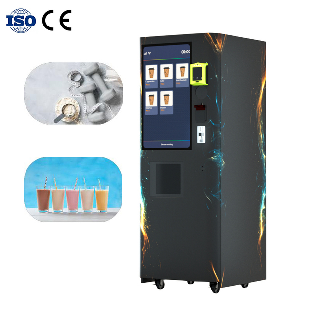 Automatic Gym Use 24-Hour Vending Machine SDK Remotely Controlled Hot/Cold Drinks Protein Shakes Standing Design Touchscreen