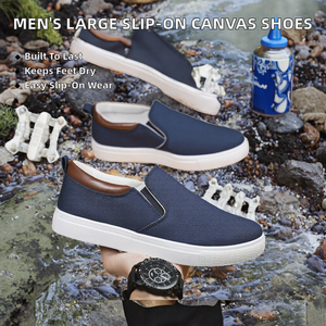 Nouvelles chaussures en toile pour hommes, grande taille, pour le commerce extérieur transfrontalier, à enfiler, rehaussantes, avec doublure en PU, style mode - Product Image 2