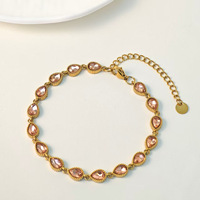 Bracelet en zircon coloré plaqué fer, best-seller européen et américain, pour femme - Luxe léger, ambiance haut de gamme - Coloré